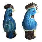 Antique Chinese Export Blue Turquoise Chickens Lot of 2