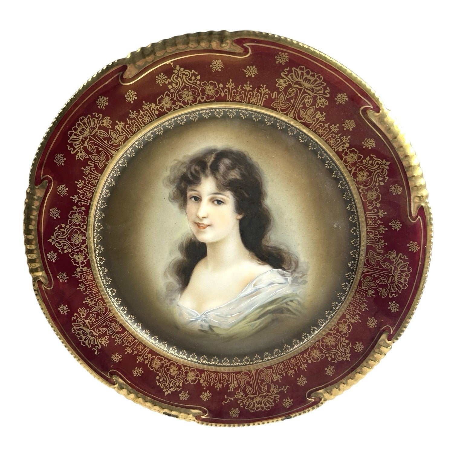 Antique Royal Vienna Amicitia Portrait Plate Beehive Mark