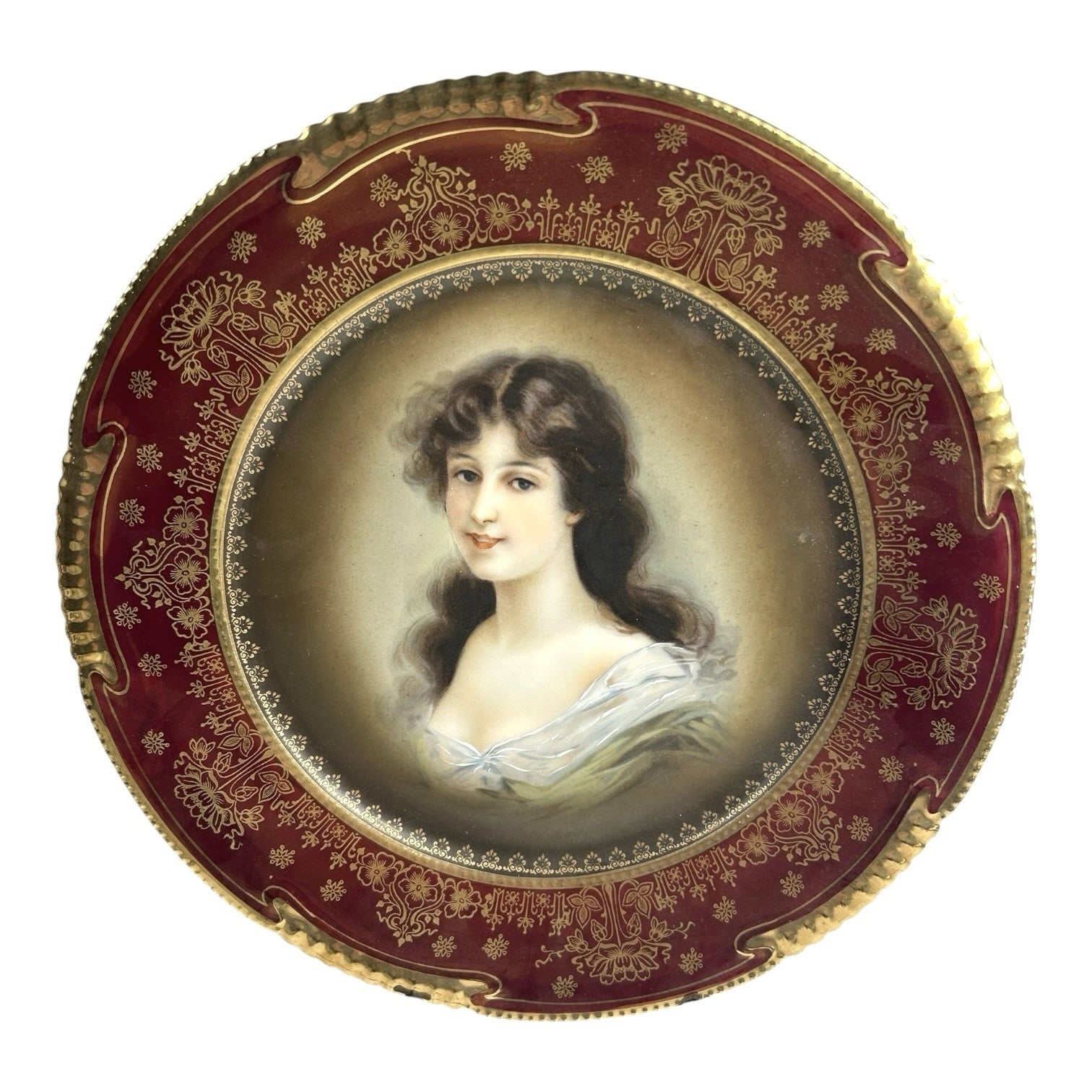Antique Royal Vienna Amicitia Portrait Plate Beehive Mark