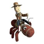 Vintage Native American Delbert Buck Whimsical Cowboy On Giant Ant Sculpture