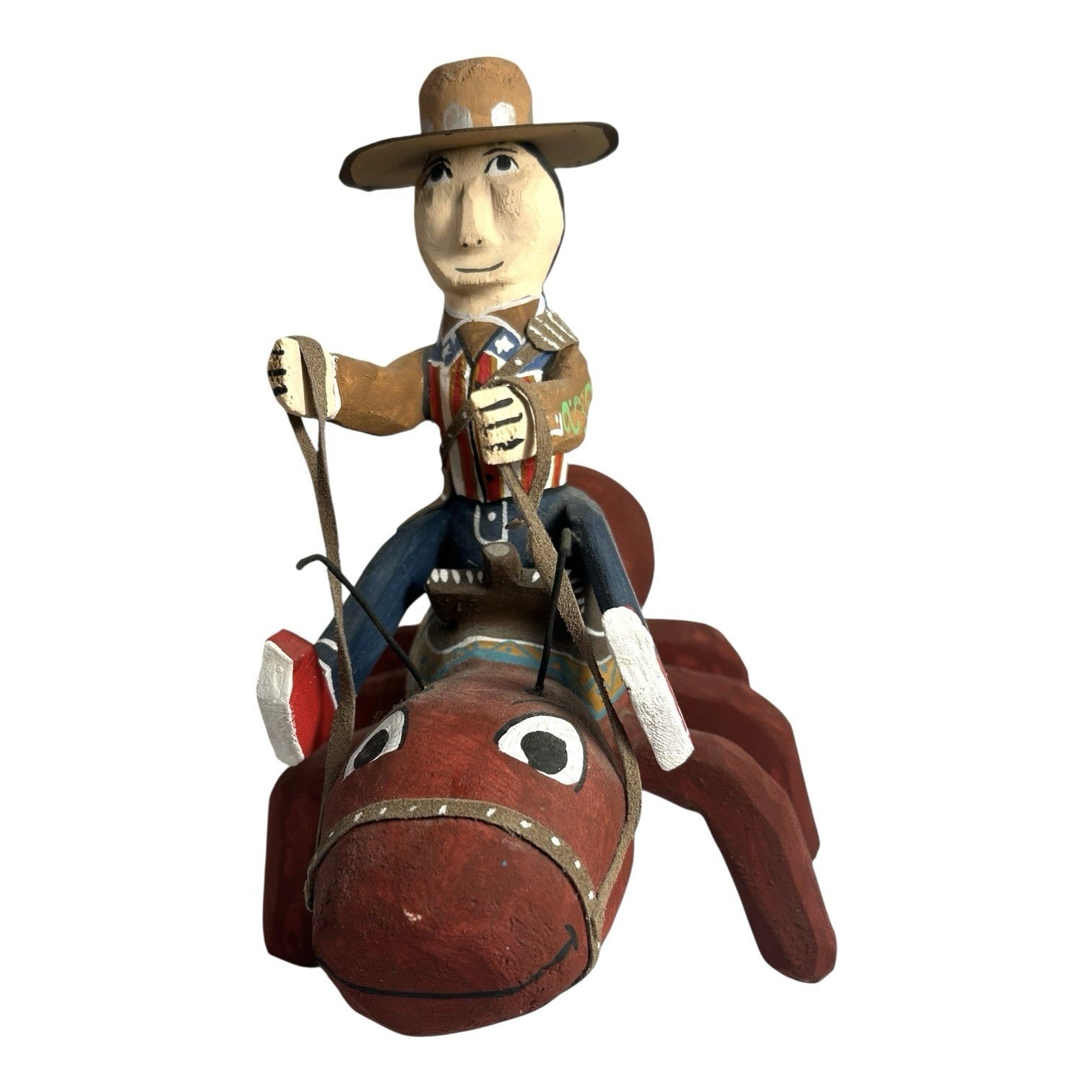 Vintage Native American Delbert Buck Whimsical Cowboy On Giant Ant Sculpture