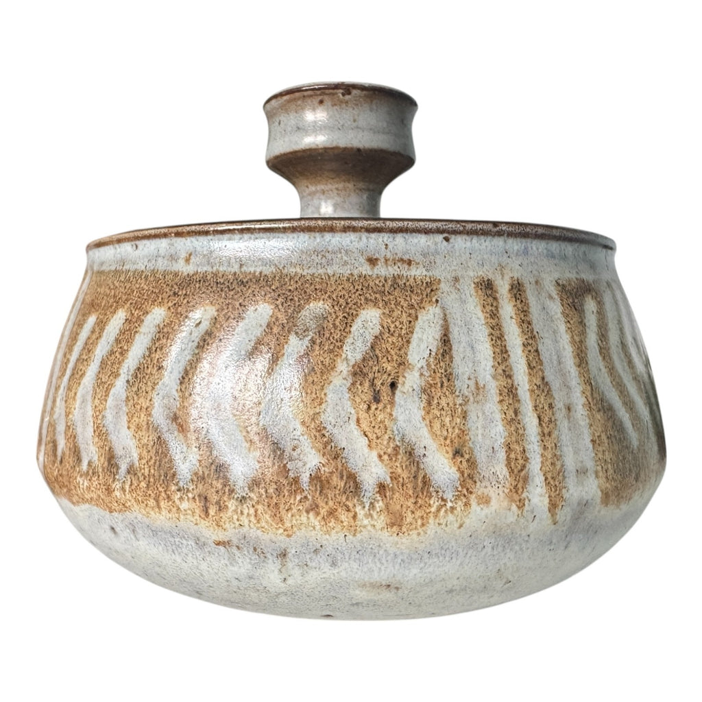 Vintage Studio Art Stoneware Pottery Lidded Jar - Signed Barrou