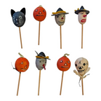 Vintage Japan Spun Cotton Halloween Cupcake Picks (Set of 8)