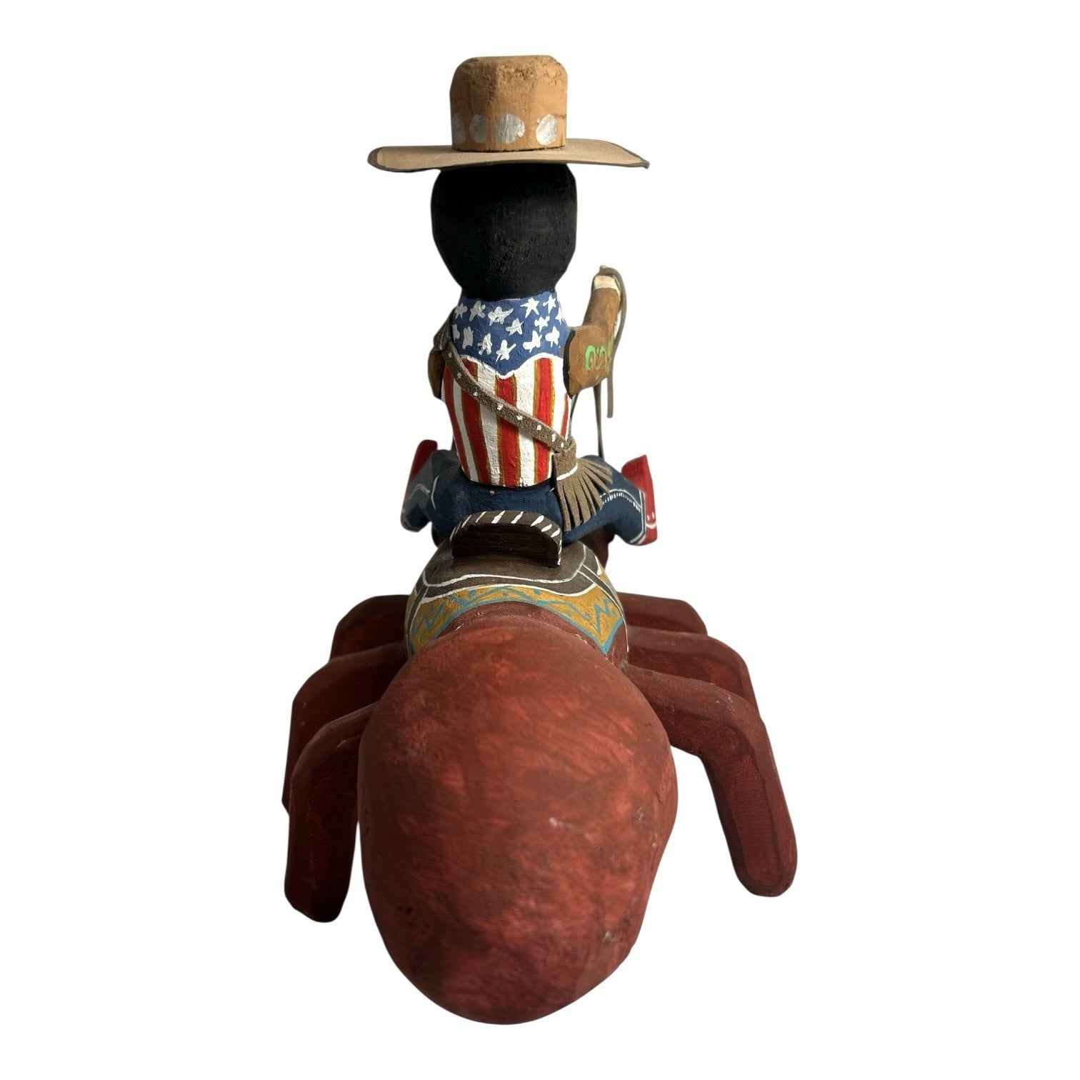 Vintage Native American Delbert Buck Whimsical Cowboy On Giant Ant Sculpture