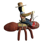 Vintage Native American Delbert Buck Whimsical Cowboy On Giant Ant Sculpture
