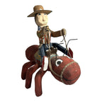 Vintage Native American Delbert Buck Whimsical Cowboy On Giant Ant Sculpture