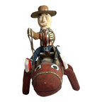 Vintage Native American Delbert Buck Whimsical Cowboy On Giant Ant Sculpture