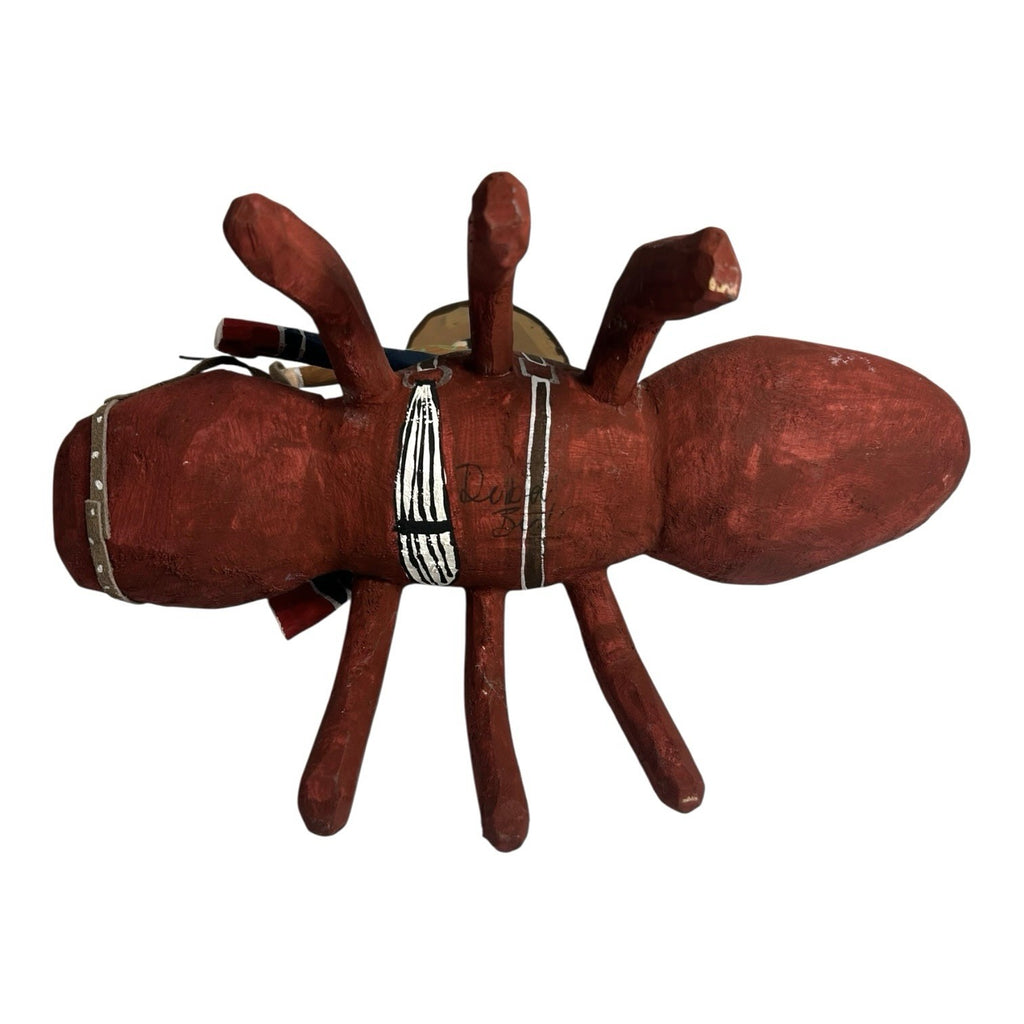 Vintage Native American Delbert Buck Whimsical Cowboy On Giant Ant Sculpture