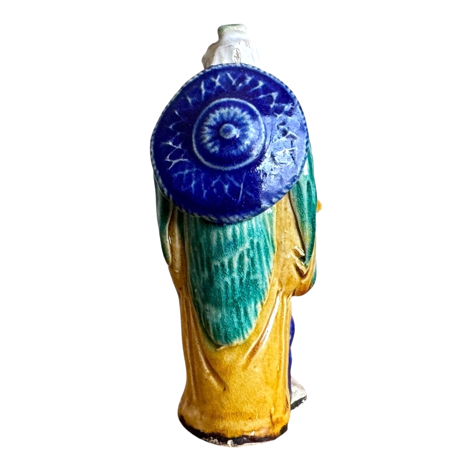 Antique Chinese Export Yellow Glazed Ceramic Pottery Mudman Figurine