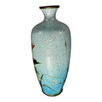 Antique Meiji Era Japanese Ginbari Cloisonne Floral Vase