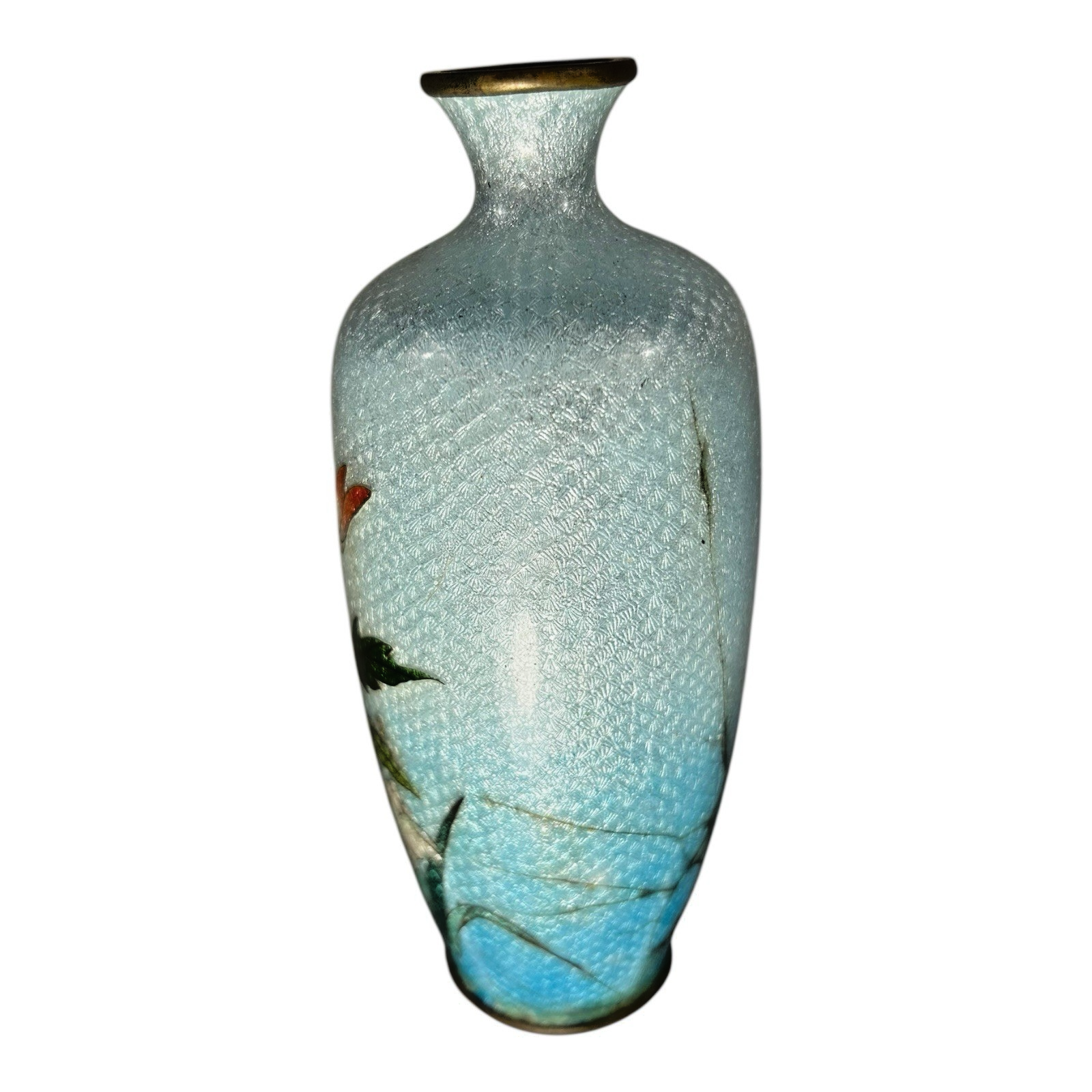 Antique Meiji Era Japanese Ginbari Cloisonne Floral Vase