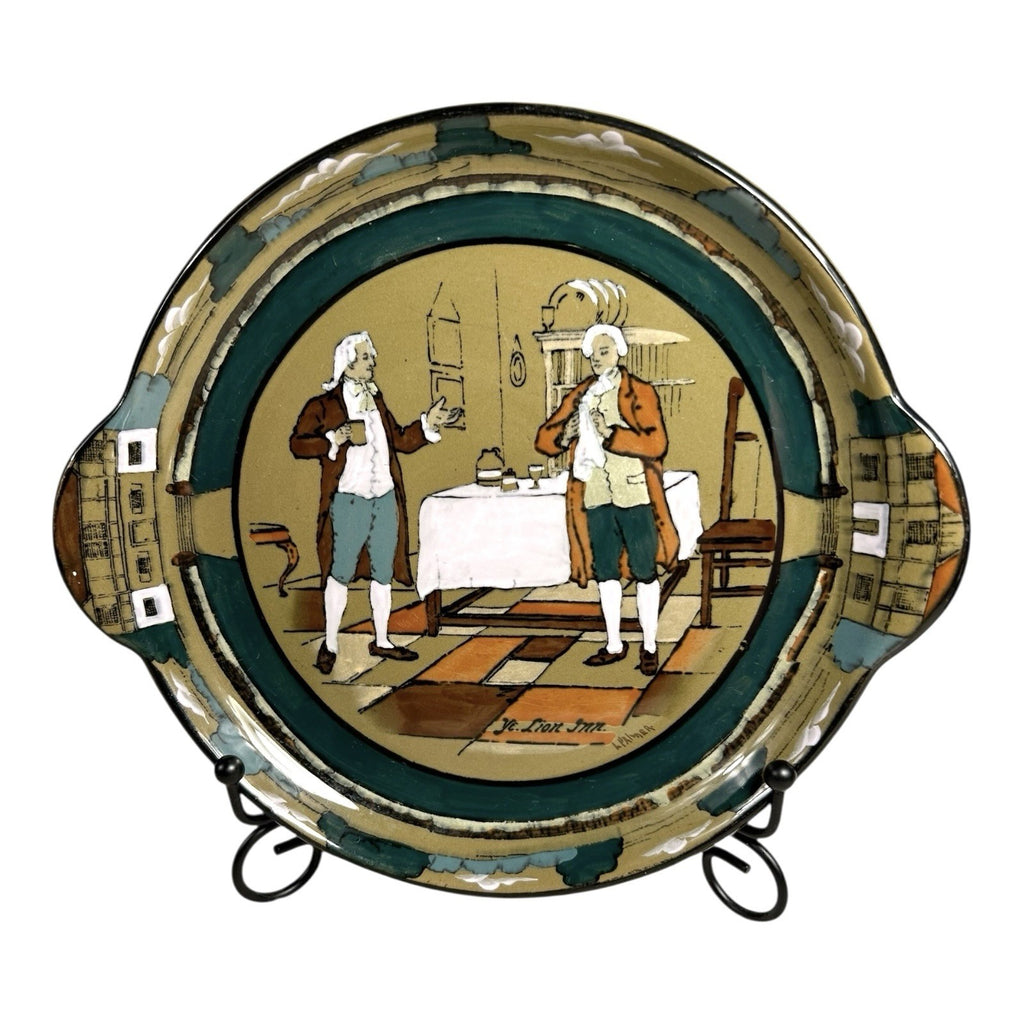 Antique Buffalo Pottery Deldare Ware Cake Plate - Ye Lion Inn Series