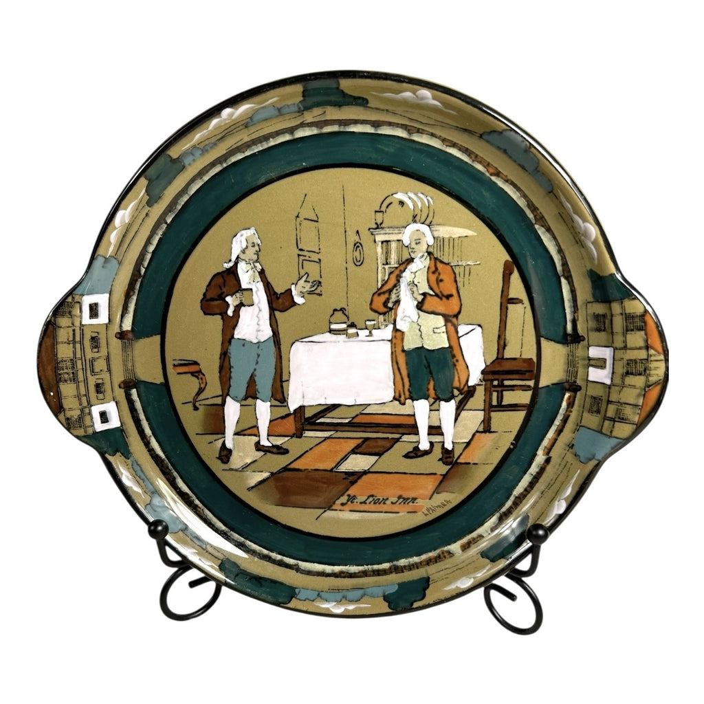 Antique Buffalo Pottery Deldare Ware Cake Plate - Ye Lion Inn Series