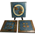 Vintage Set of 3  Mid Century Potter Michael Cohen Pottery Tiles