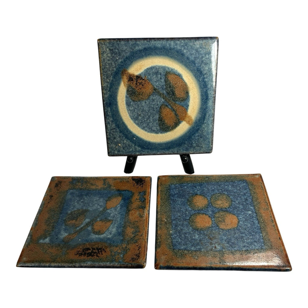 Vintage Set of 3  Mid Century Potter Michael Cohen Pottery Tiles