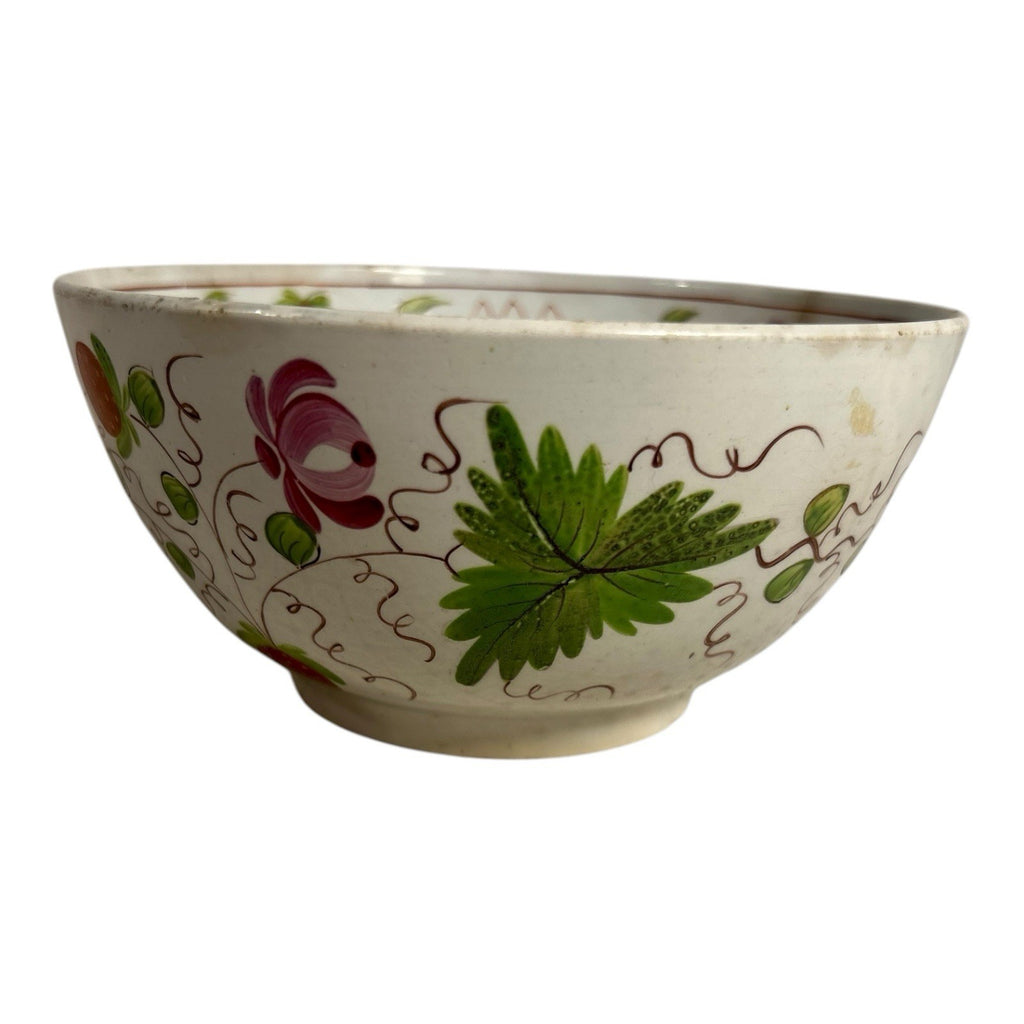 Antique Gaudy Dutch Kings Rose Strawberry Pearlware Bowl