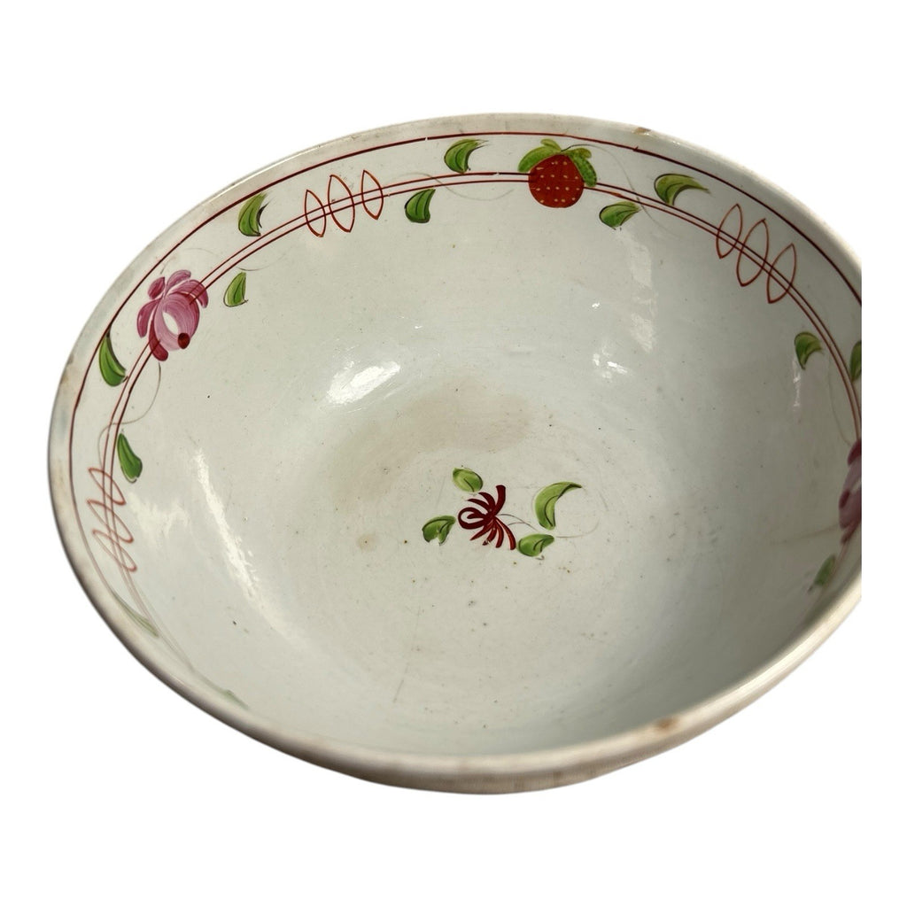 Antique Gaudy Dutch Kings Rose Strawberry Pearlware Bowl