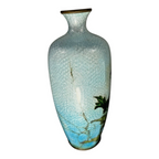 Antique Meiji Era Japanese Ginbari Cloisonne Floral Vase