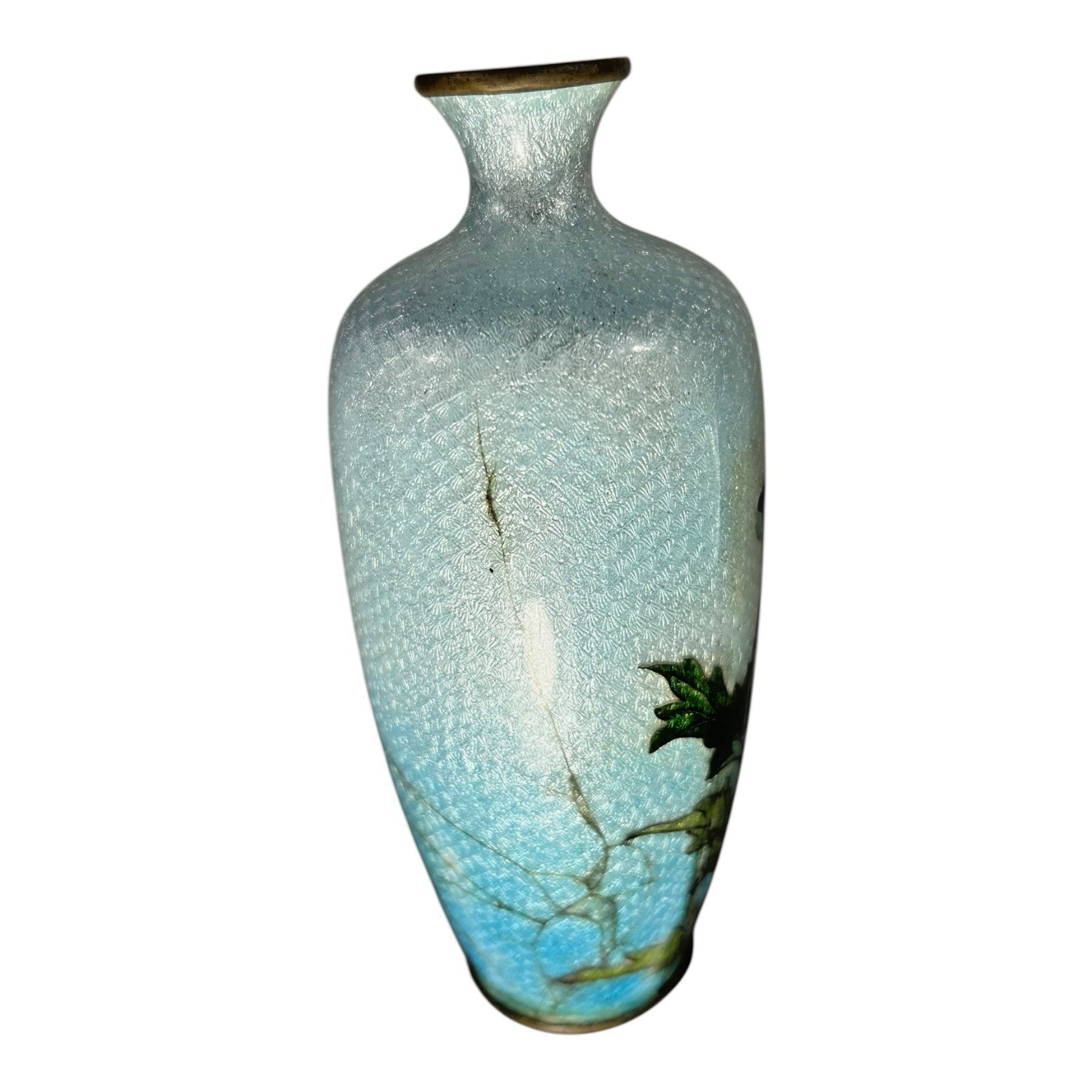 Antique Meiji Era Japanese Ginbari Cloisonne Floral Vase