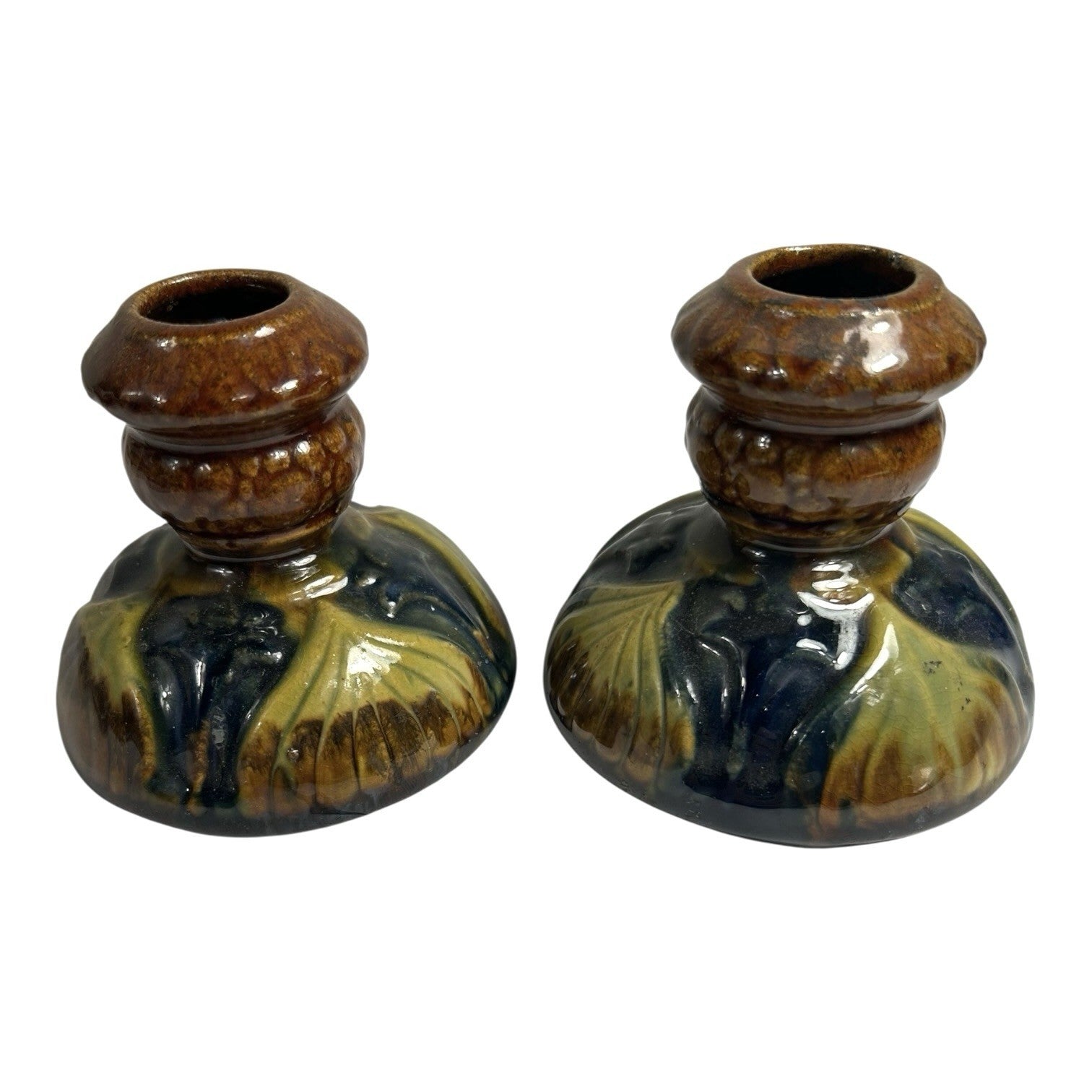 Antique Set of 2 Brush McCoy Amaryllis Candle Holders