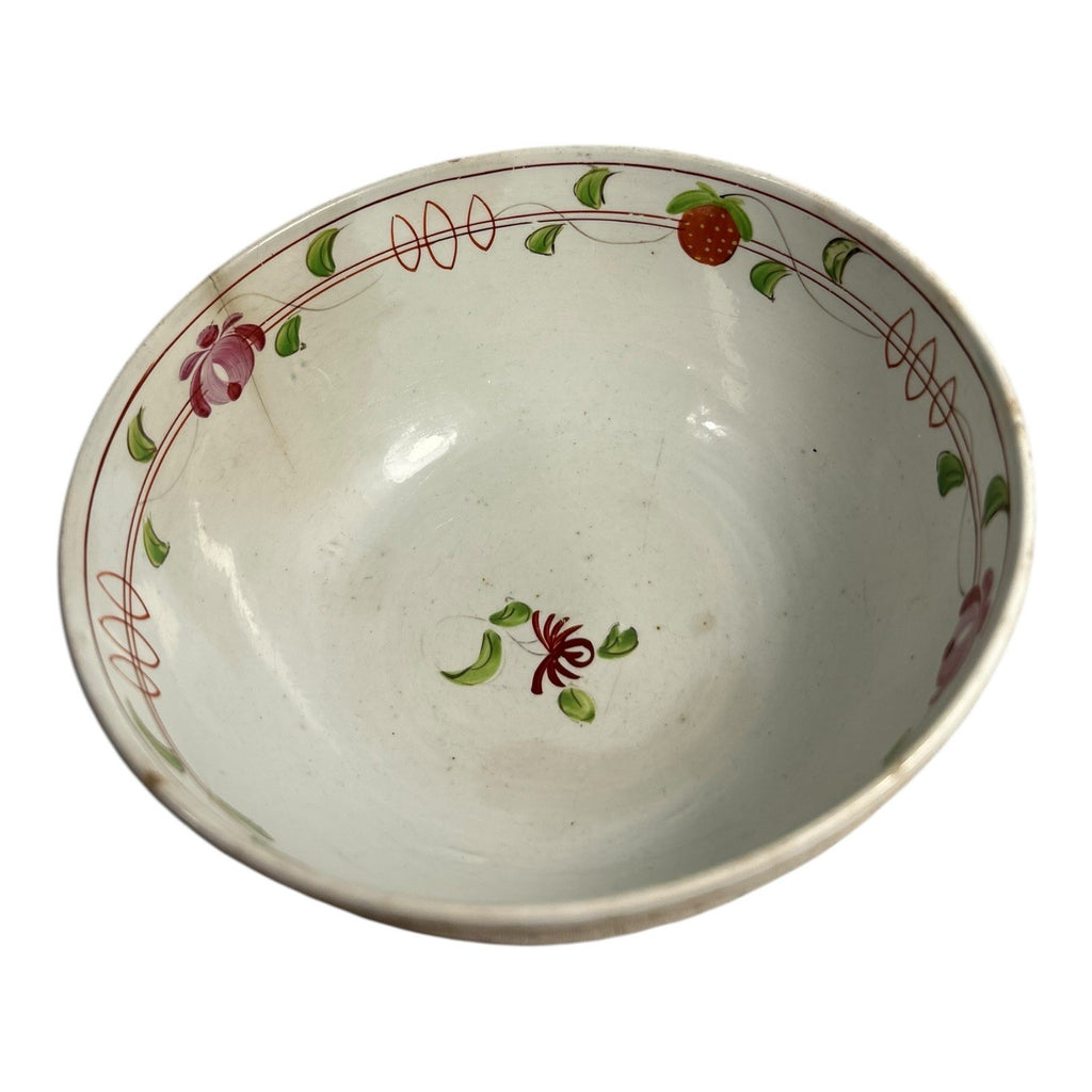 Antique Gaudy Dutch Kings Rose Strawberry Pearlware Bowl