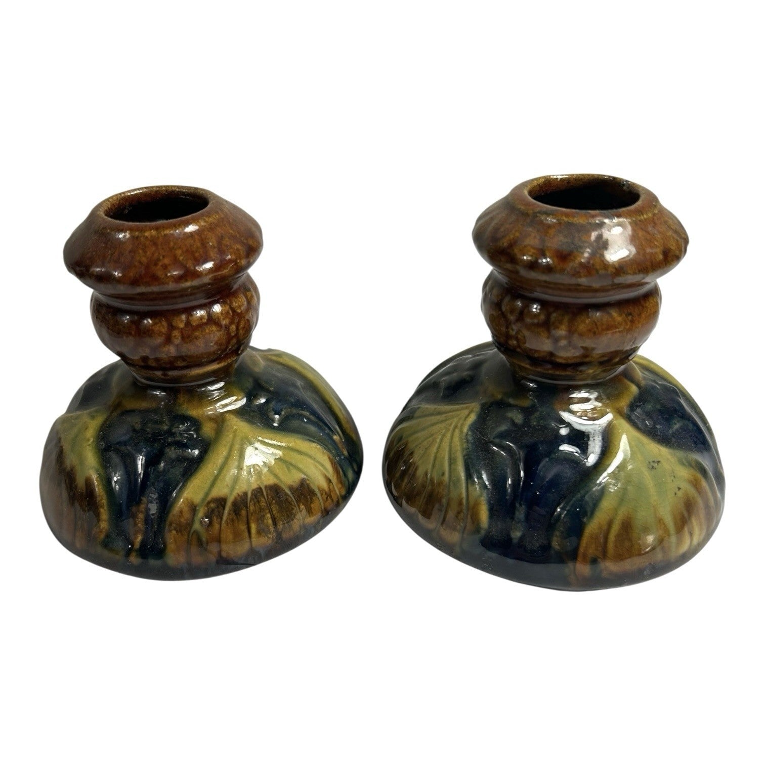 Antique Set of 2 Brush McCoy Amaryllis Candle Holders