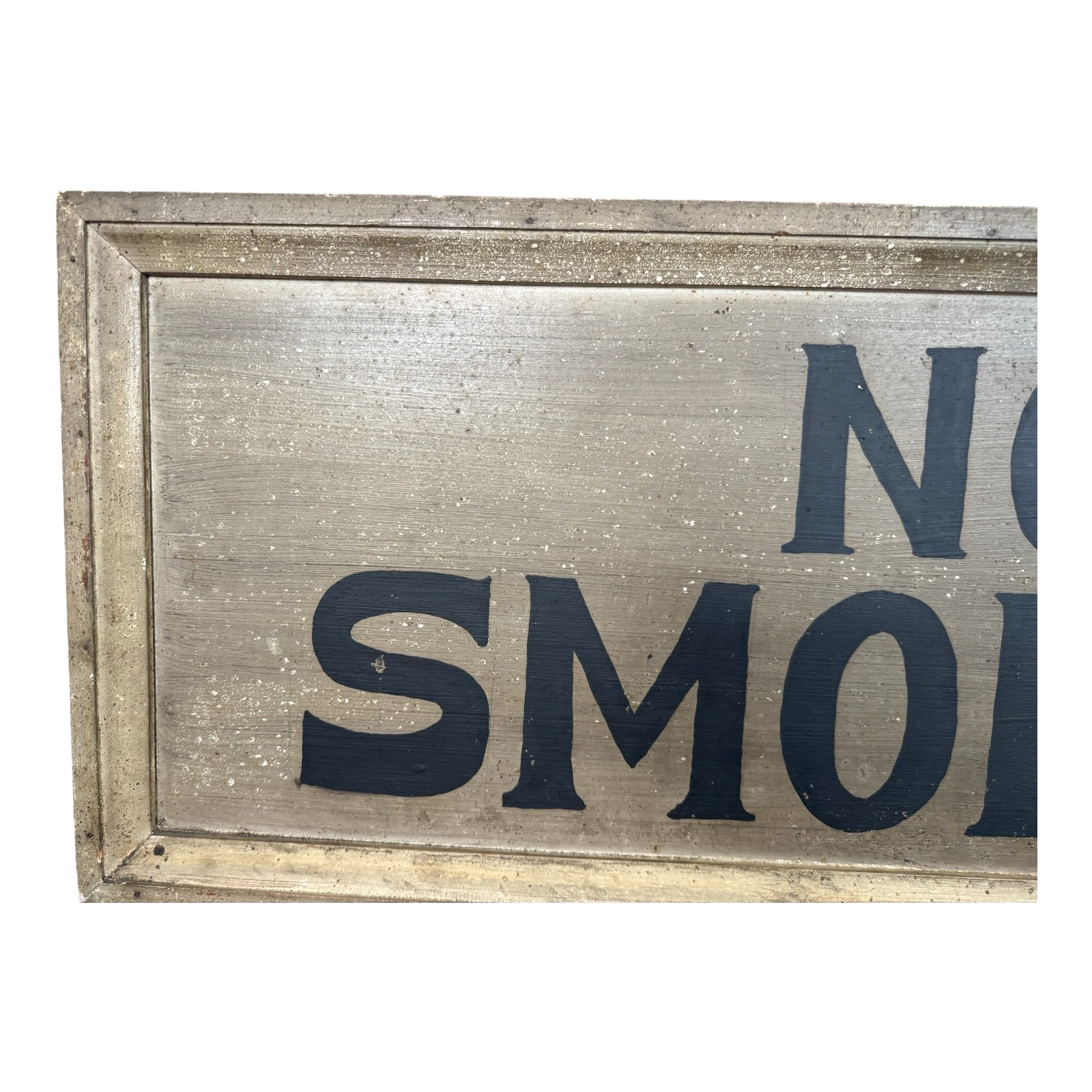 Antique Early 1900s Large Original Painted Wood "No Smoking" Advertising Sign