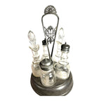 Antique 5 Piece Spinning Silverplate Condiment Set