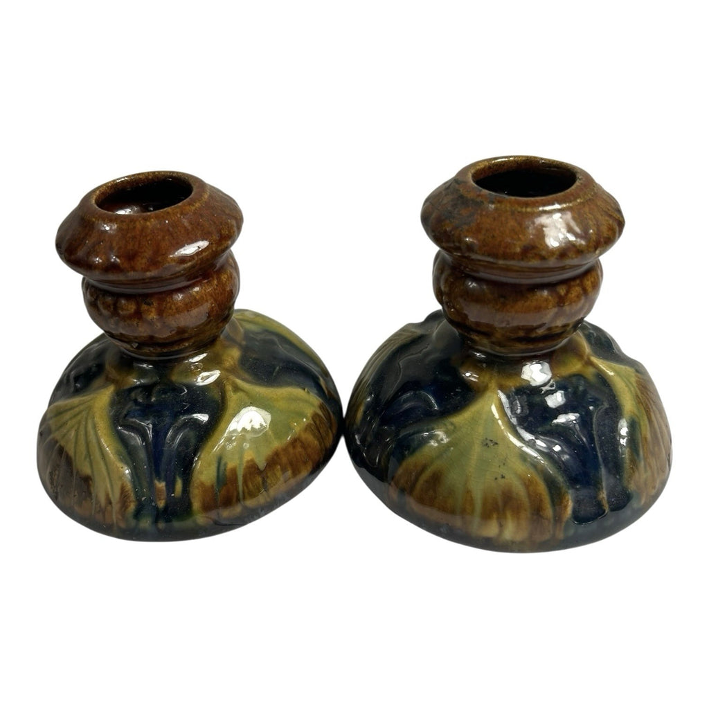Antique Set of 2 Brush McCoy Amaryllis Candle Holders