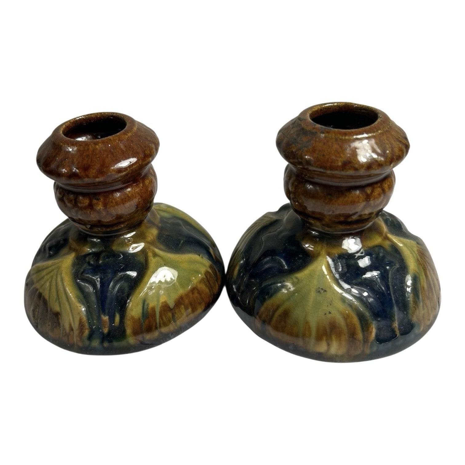 Antique Set of 2 Brush McCoy Amaryllis Candle Holders