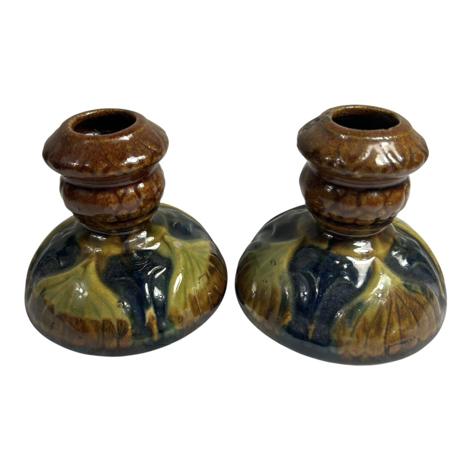 Antique Set of 2 Brush McCoy Amaryllis Candle Holders