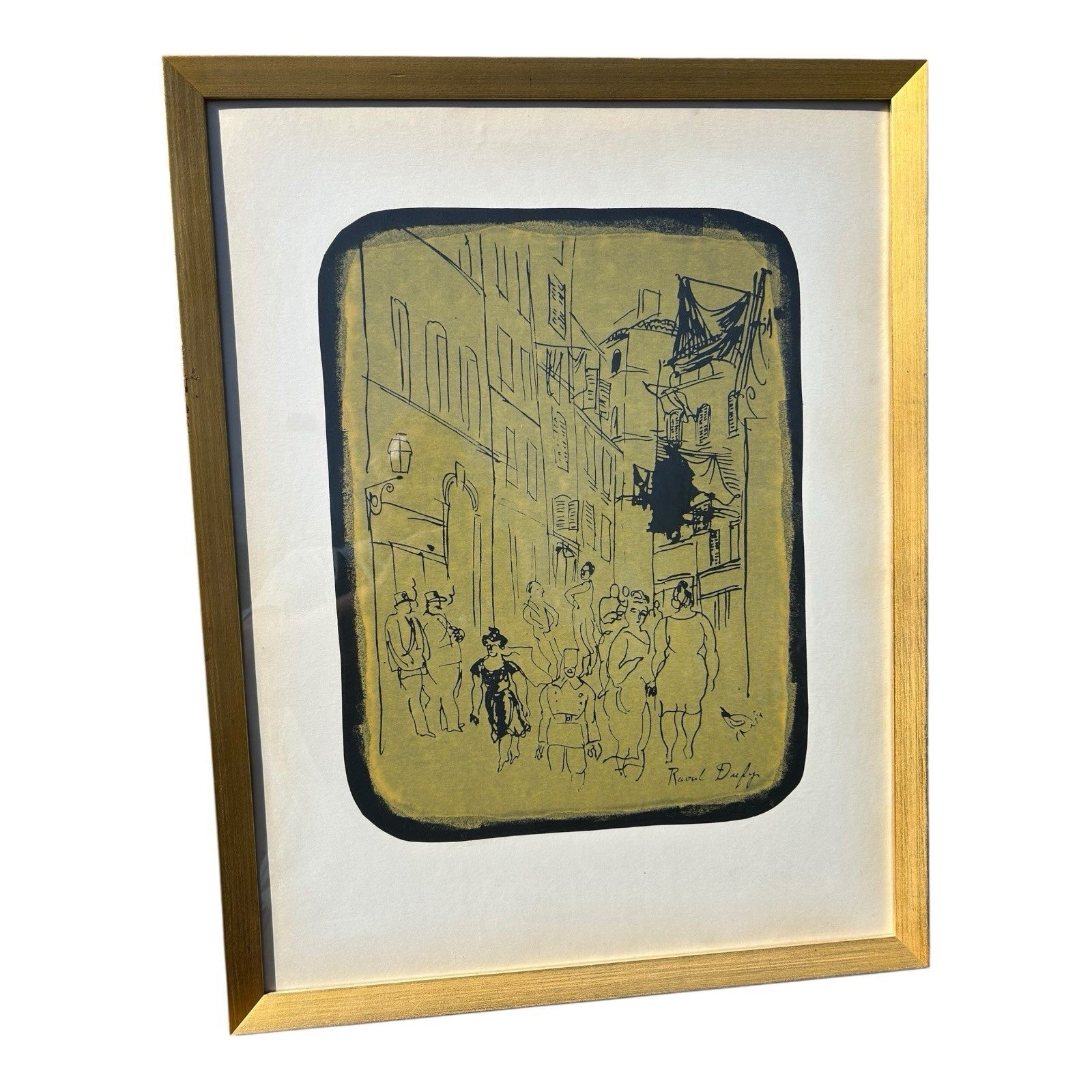 Vintage Framed Raoul Dufy - France (1877 - 1953) Paris Street Scene Screenprint