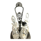 Antique 5 Piece Spinning Silverplate Condiment Set