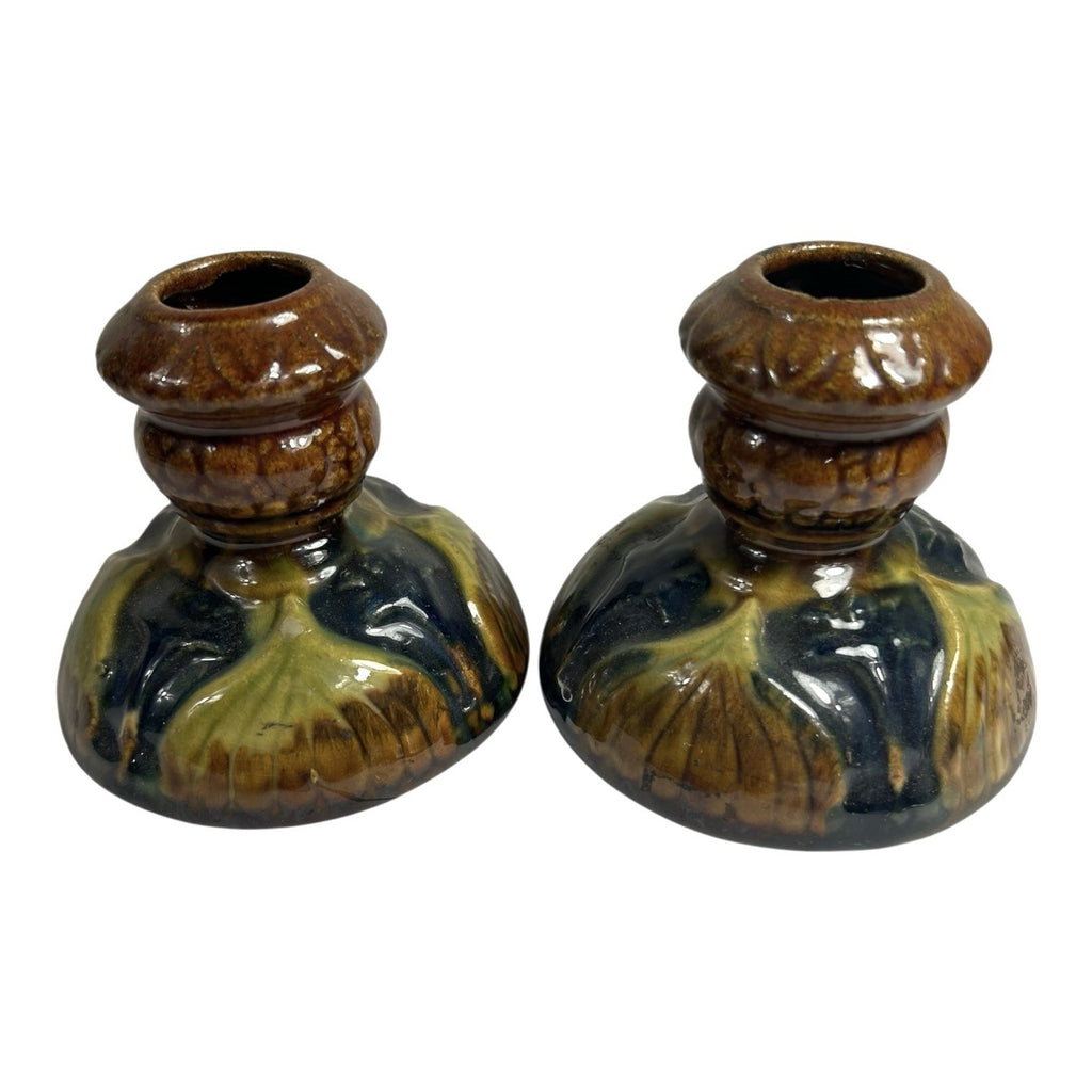 Antique Set of 2 Brush McCoy Amaryllis Candle Holders