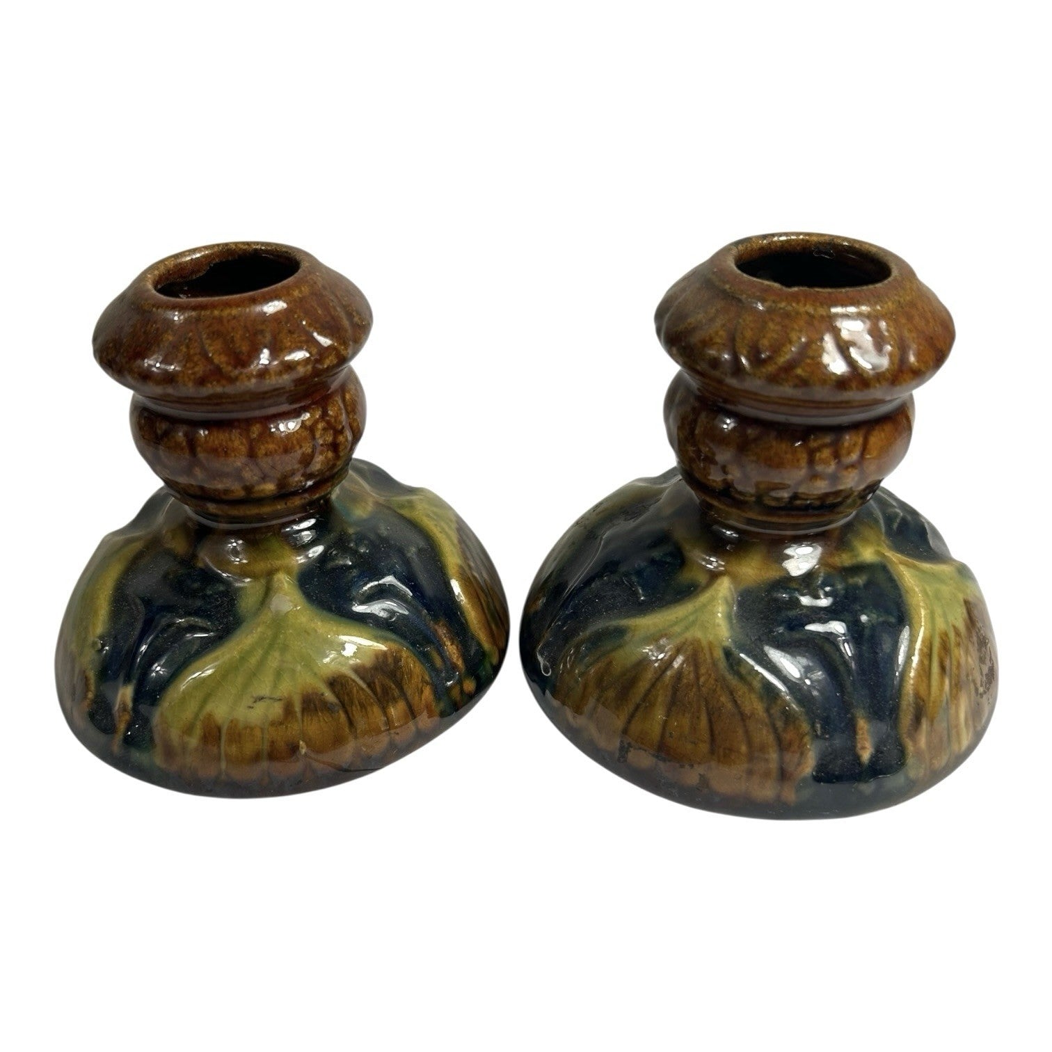 Antique Set of 2 Brush McCoy Amaryllis Candle Holders