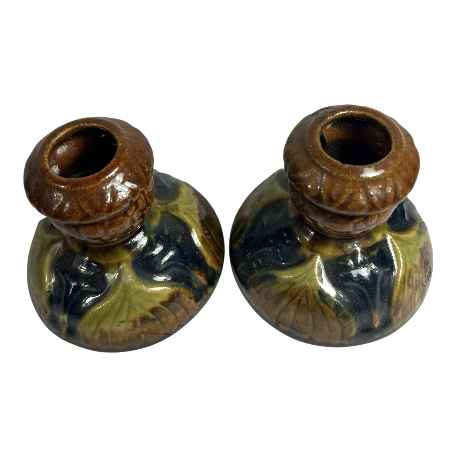 Antique Set of 2 Brush McCoy Amaryllis Candle Holders
