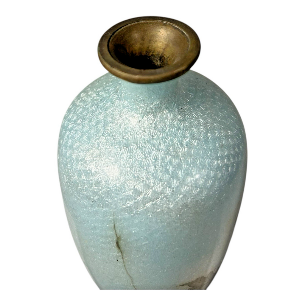 Antique Meiji Era Japanese Ginbari Cloisonne Floral Vase