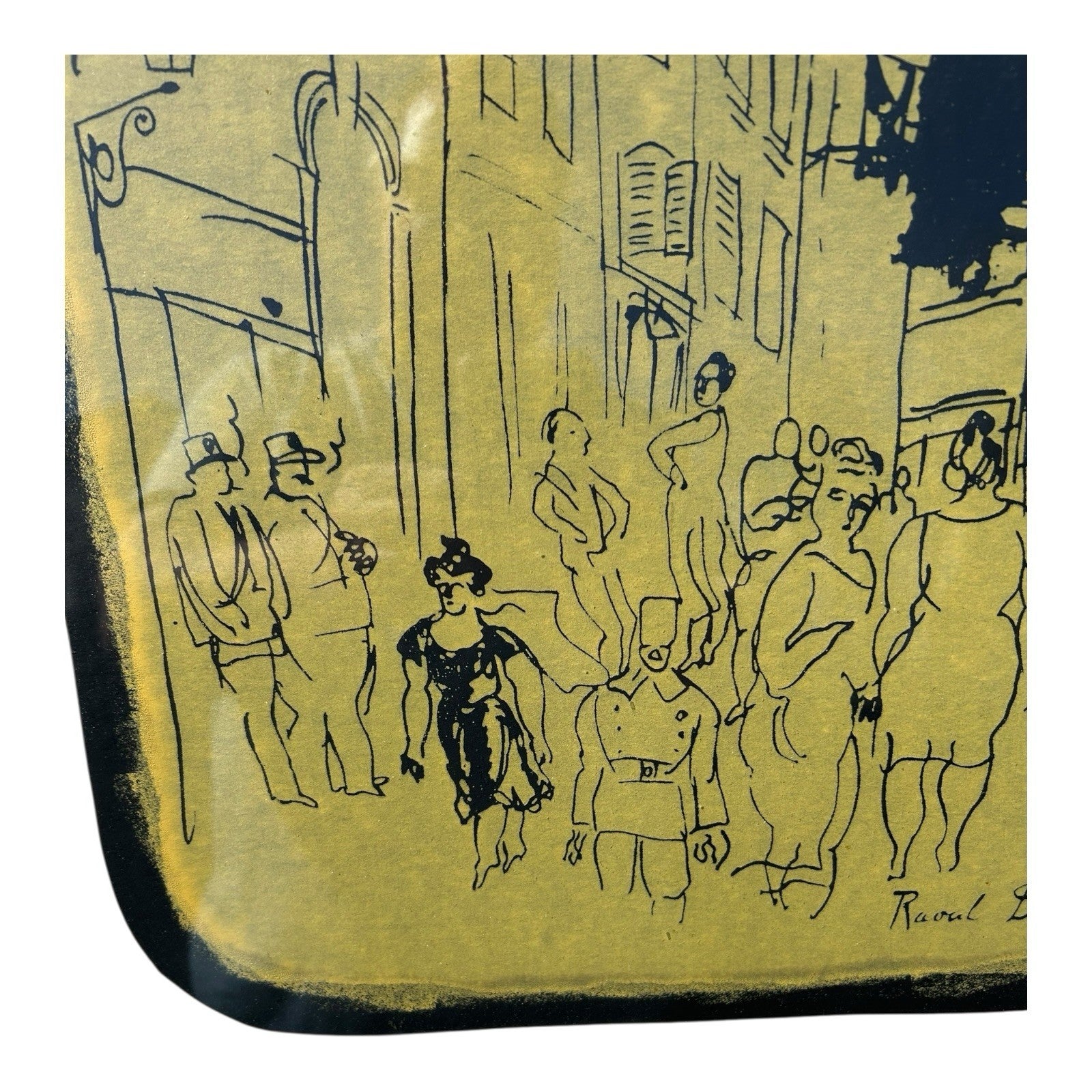 Vintage Framed Raoul Dufy - France (1877 - 1953) Paris Street Scene Screenprint
