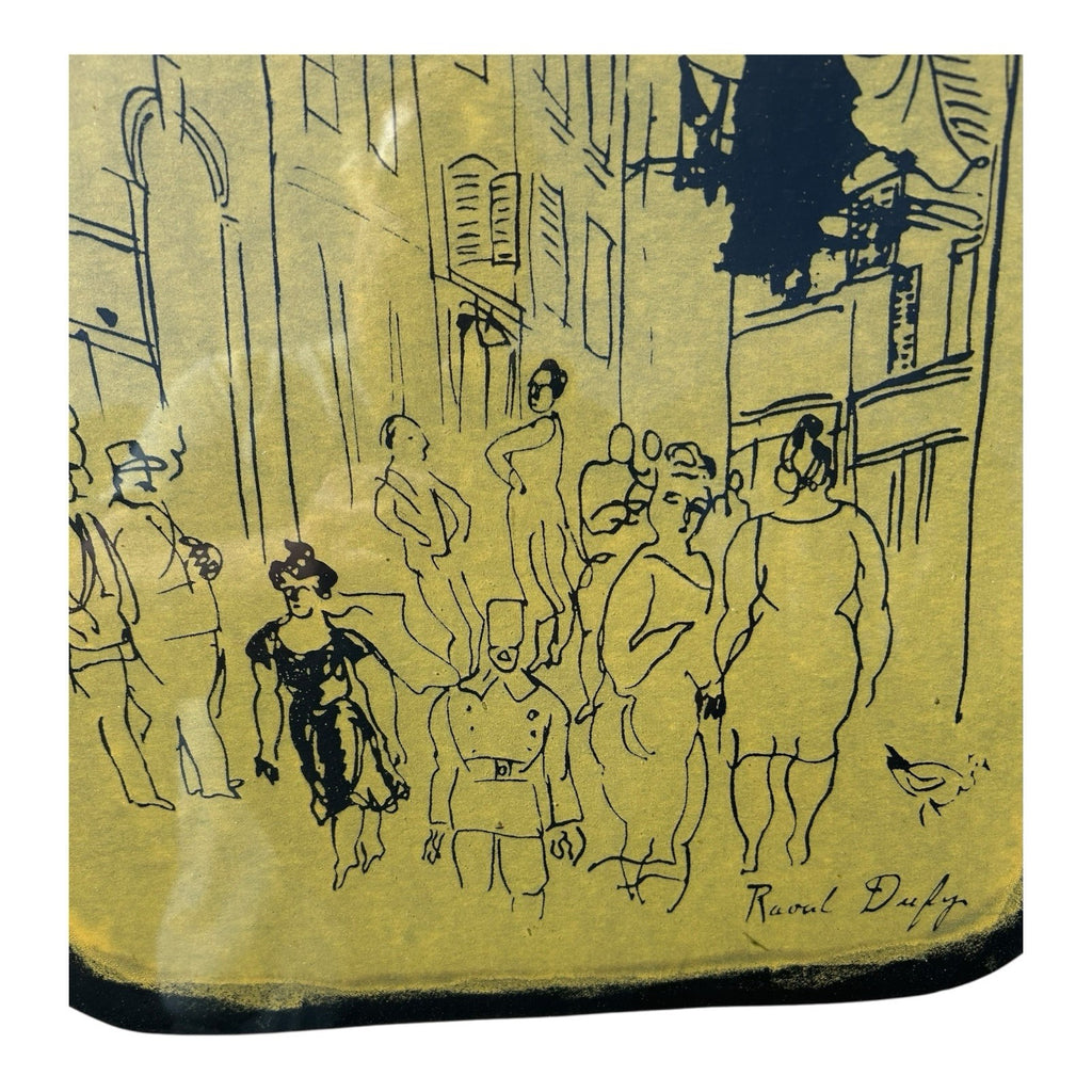 Vintage Framed Raoul Dufy - France (1877 - 1953) Paris Street Scene Screenprint