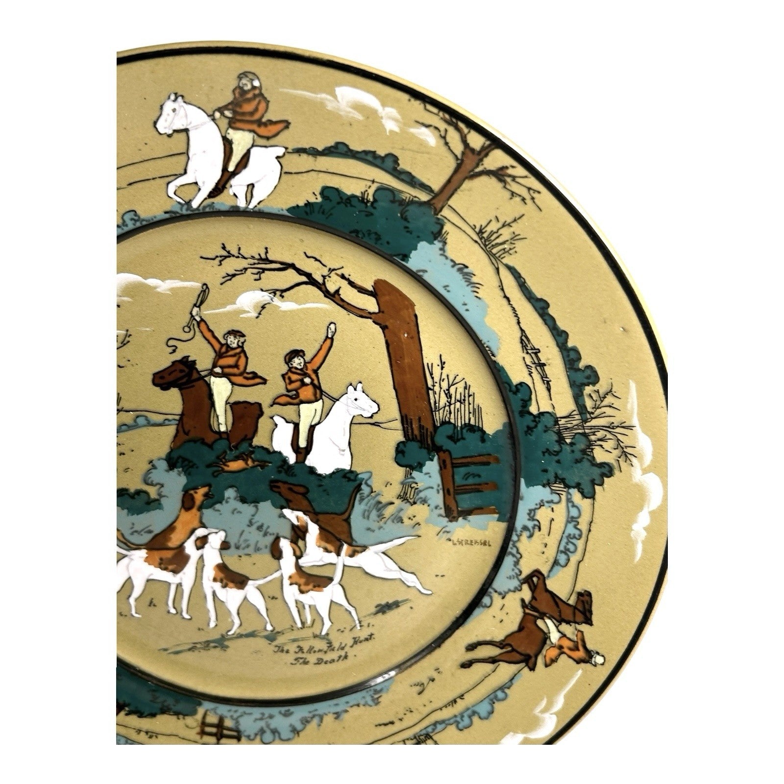 Antique Buffalo Pottery Deldare Ware Plate - Fallowfield Hunt Series