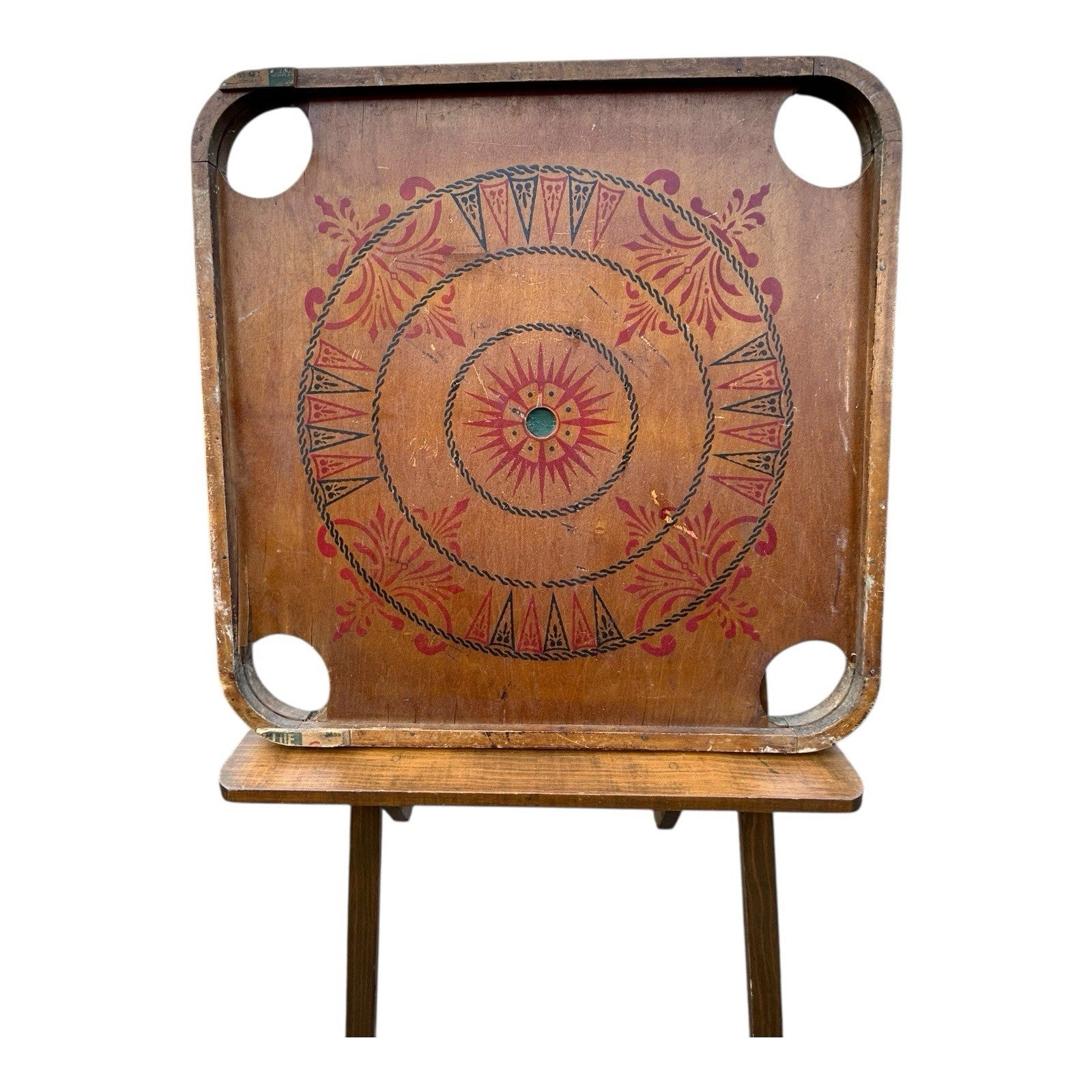 Antique Double Sided Game Board Early Carrom Game