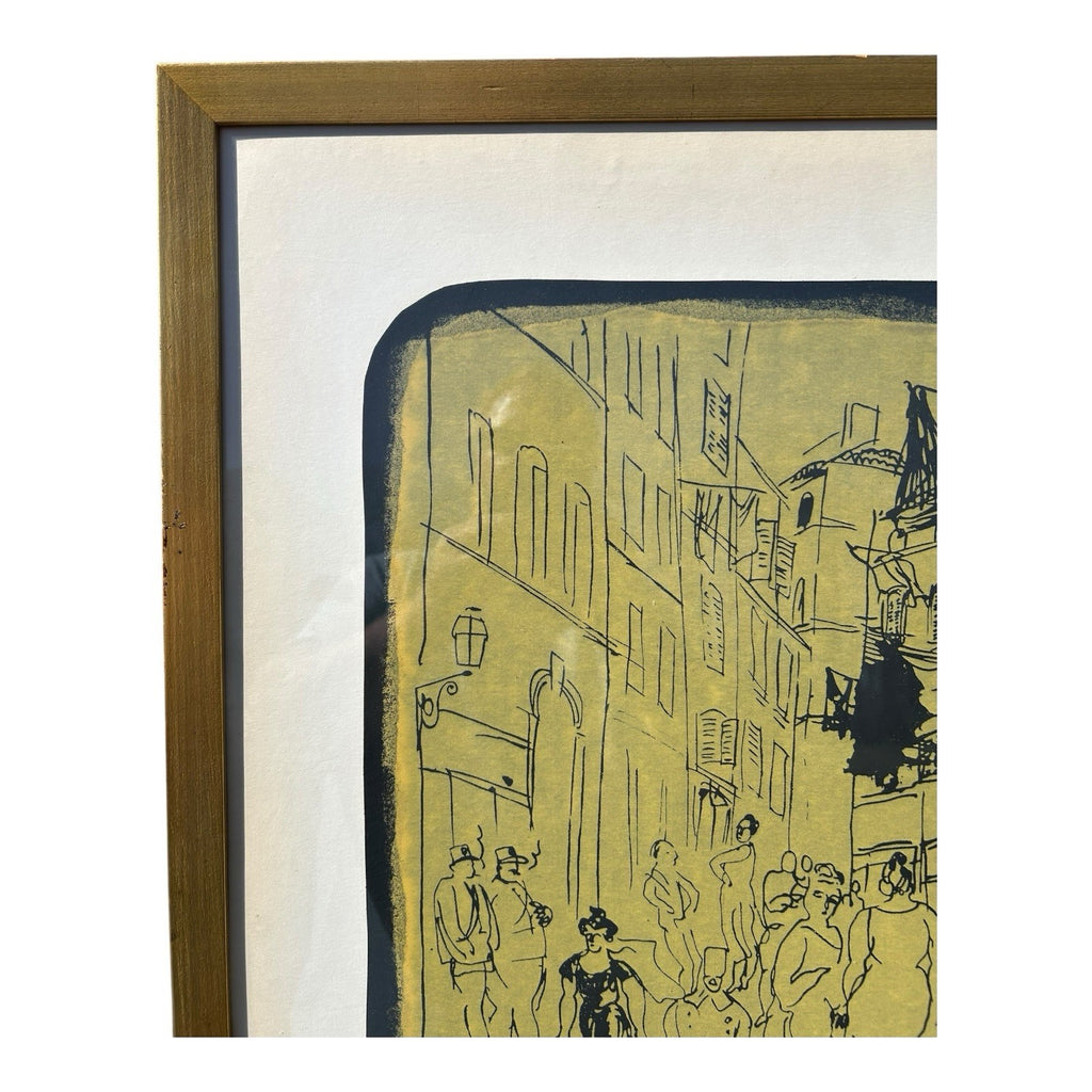 Vintage Framed Raoul Dufy - France (1877 - 1953) Paris Street Scene Screenprint