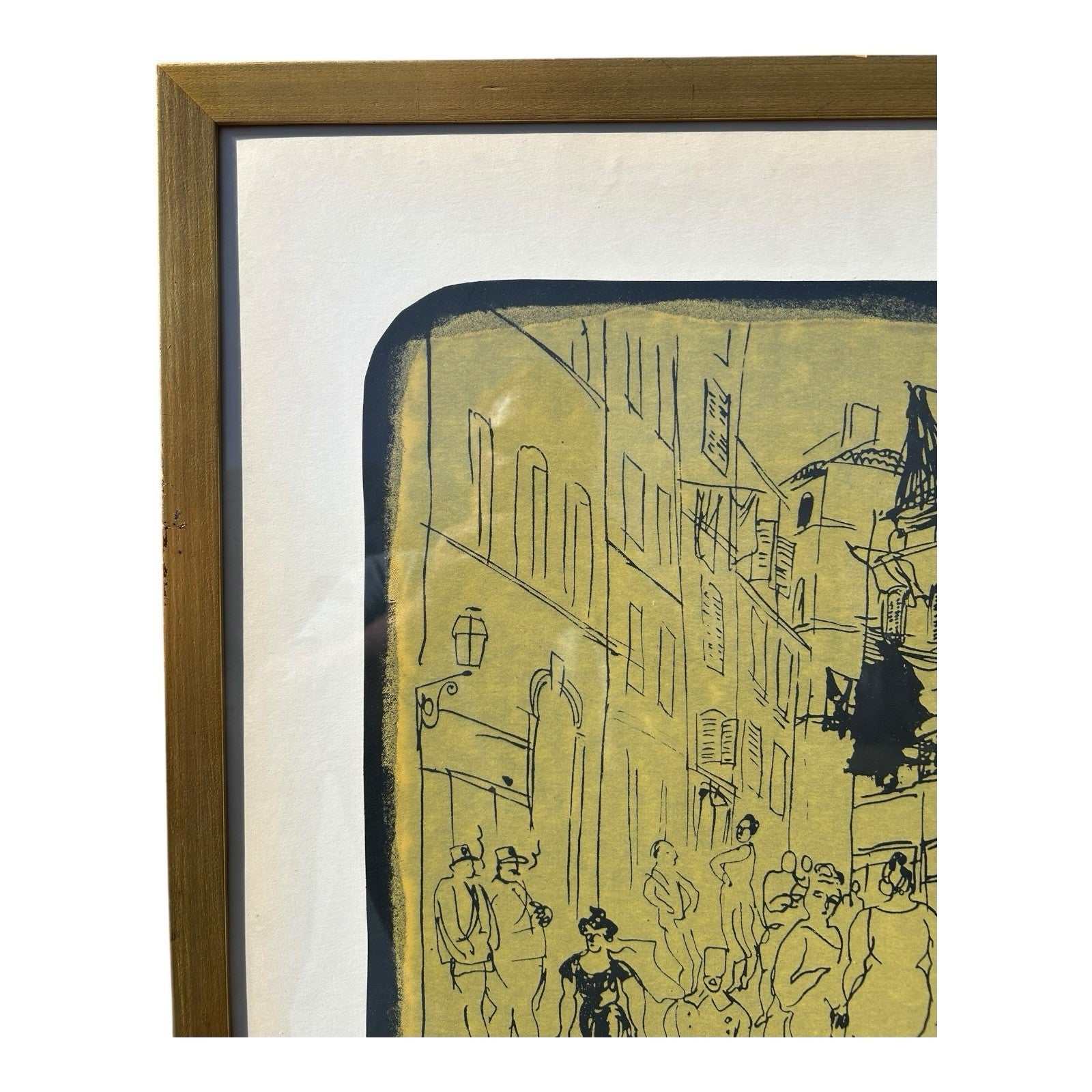Vintage Framed Raoul Dufy - France (1877 - 1953) Paris Street Scene Screenprint