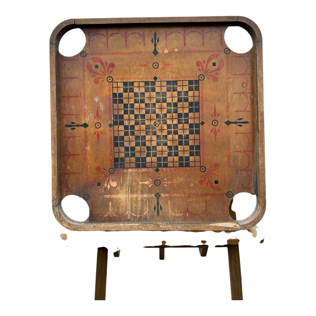 Antique Double Sided Game Board Early Carrom Game