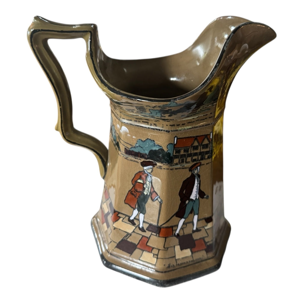 Antique 1925 Buffalo Pottery Deldare Ware "Ye Village Street" Pitcher