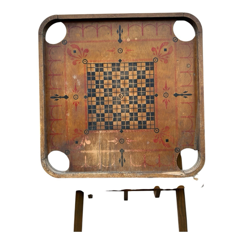 Antique Double Sided Game Board Early Carrom Game
