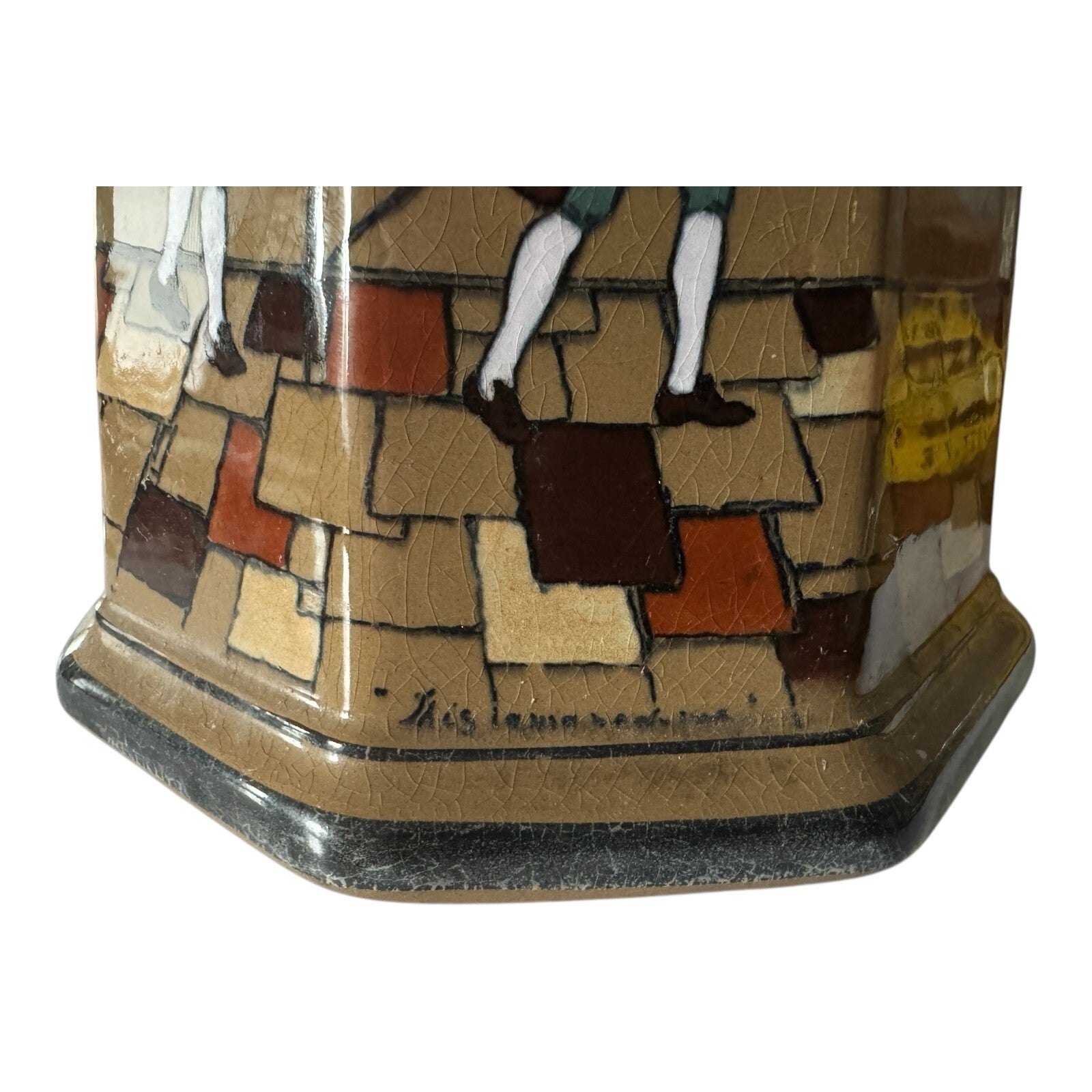Antique 1925 Buffalo Pottery Deldare Ware "Ye Village Street" Pitcher
