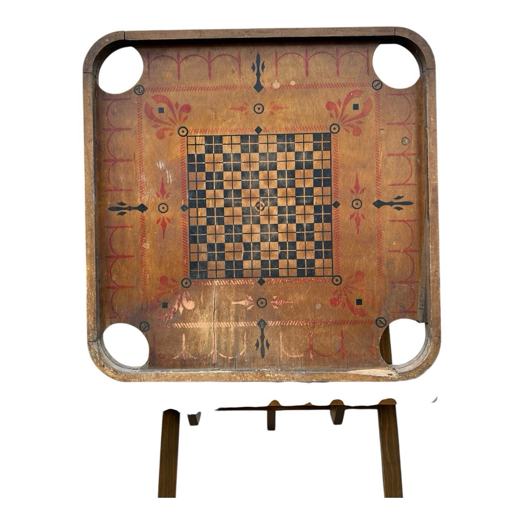 Antique Double Sided Game Board Early Carrom Game