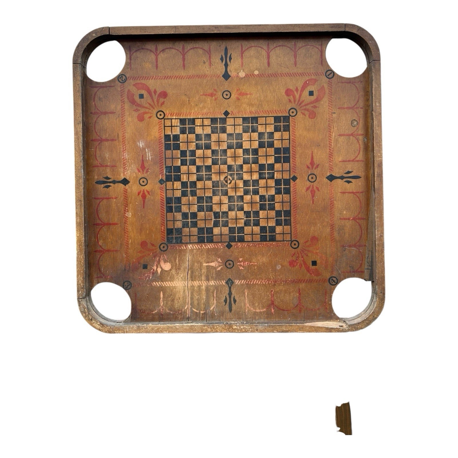 Antique Double Sided Game Board Early Carrom Game
