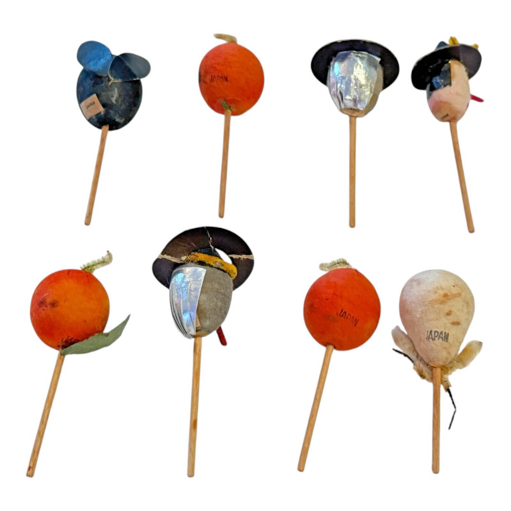 Vintage Japan Spun Cotton Halloween Cupcake Picks (Set of 8)
